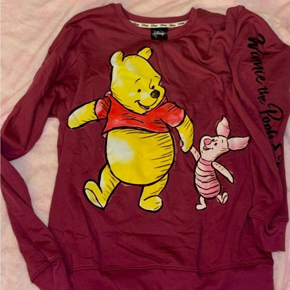 Disney Winnie the Pooh and Piglet Maroon Shirt - Picture 1 of 6